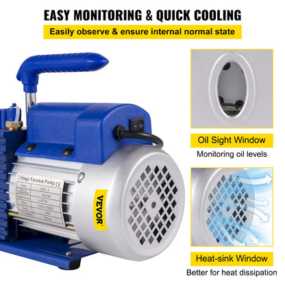 370ml 533 L/min(9CFM) 746W(1HP) Air Condition Refrigerant Vacuum Pump vacuum chamber with pump degassing chamber with pump ac vacuum pump