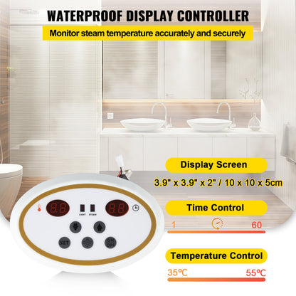 9KW Steam Generator Steam Generator for SPA Room Digital Display Steam Generator 35 ℃-55 ℃ Sauna Steam Generator for Home Commercial Steam Generator kit Steam Bath Generator