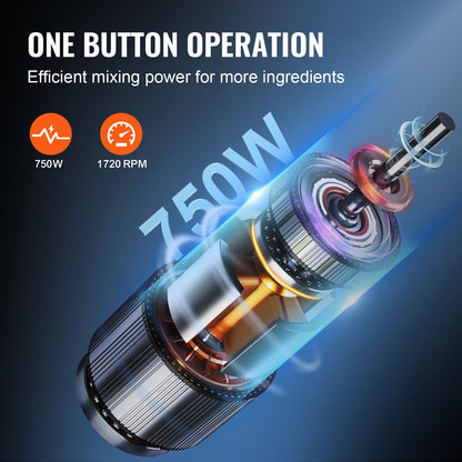 Matberedare och grönsakshackare, 7 liters skål, 750 W livsmedelsklassad matberedare i rostfritt stål med 2 extra S-kurvade blad, multifunktionell för att hacka grönsaker, kött, spannmål, nötter