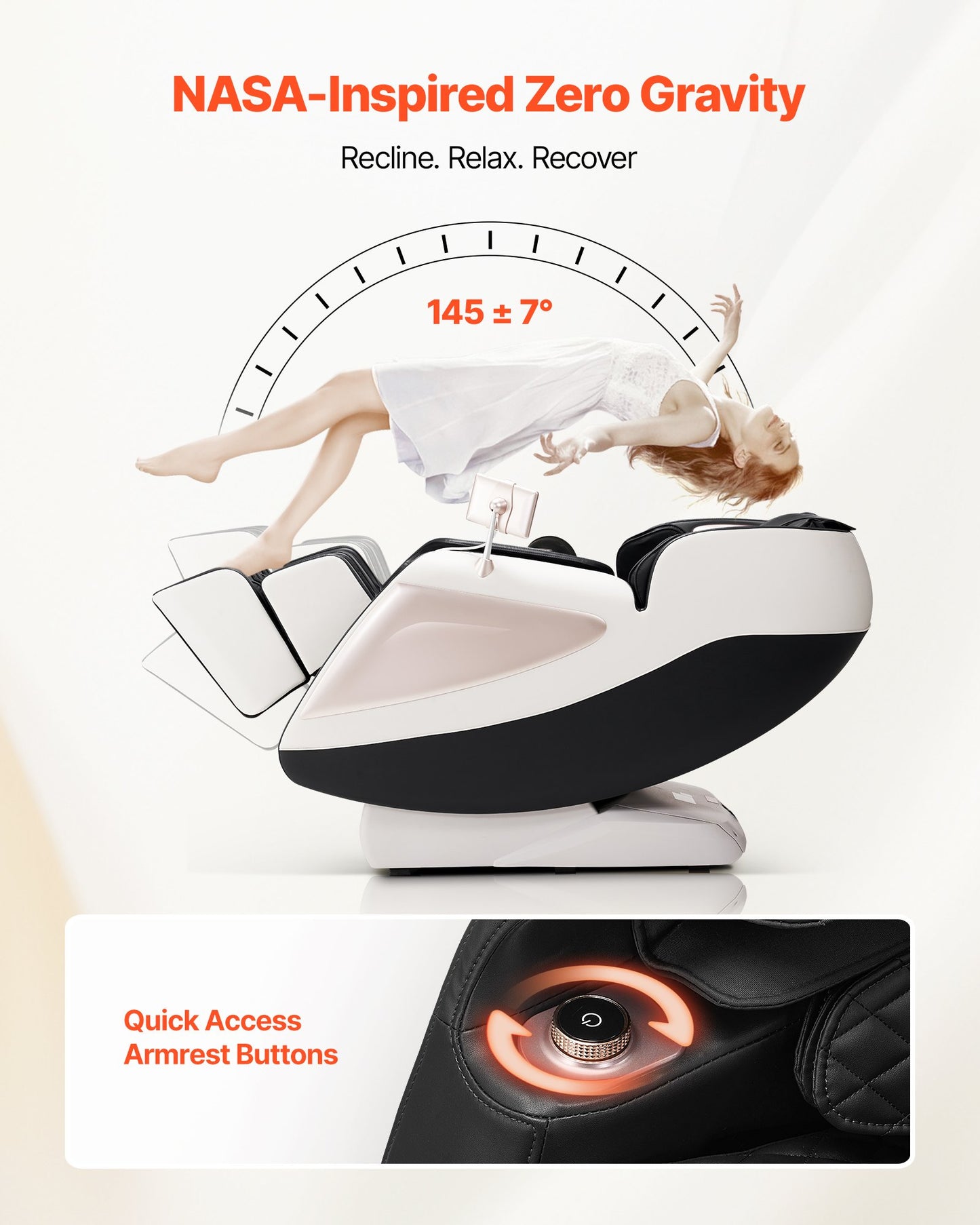 Helkroppsmassagestol, 3D-gravitationslös vilstol med SL-spår, 18 automatiska lägen, värme, fothjul, armstödskontroll, LCD-skärm, 36 krockkuddar, infällbart fotstöd