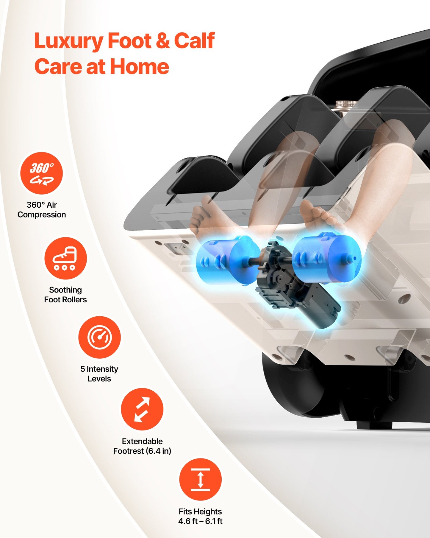 Helkroppsmassagestol, 3D-gravitationslös vilstol med SL-spår, 18 automatiska lägen, värme, fothjul, armstödskontroll, LCD-skärm, 36 krockkuddar, infällbart fotstöd