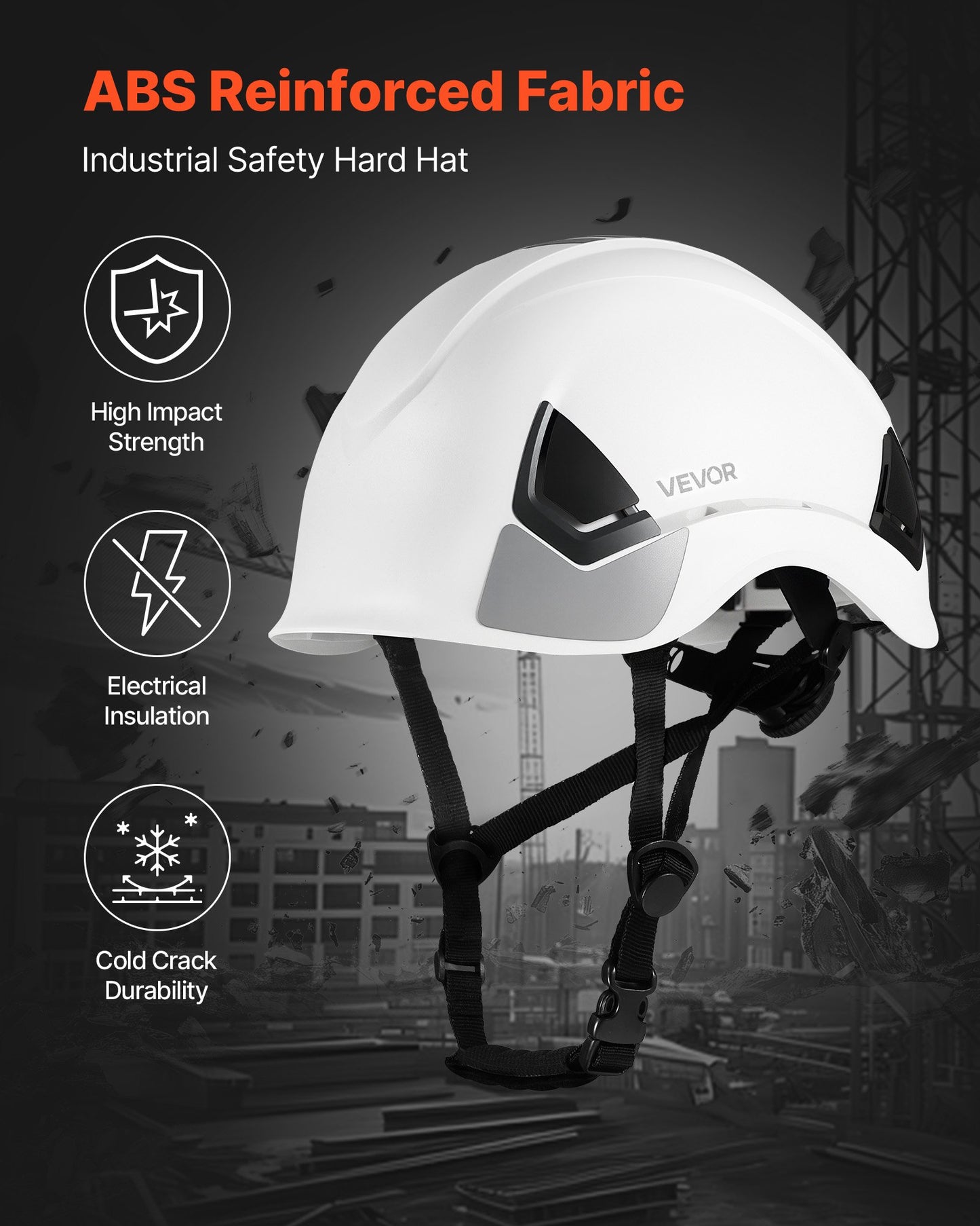 Safety Helmet, ANSI/ISEA Z89.1 Approved ABS Safety Hard Hat with 6-Point Ratchet Suspension, Adjustable Vented Hardhat for Men Women Adults, for Outdoor Indoor Industrial Construction Workwear