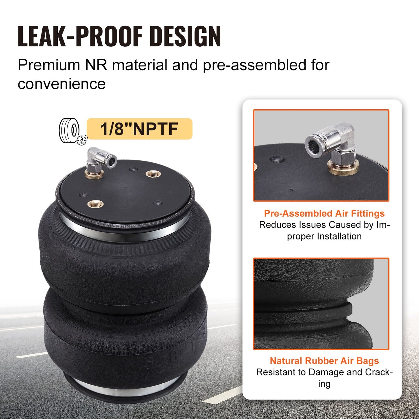 Krockkuddesats, luftfjädringsats kompatibel med 2011-2018 Dodge Ram 1500, 2019-2021 Dodge Ram 1500 Classic, 5000 lbs belastning, 5 till 100 PSI