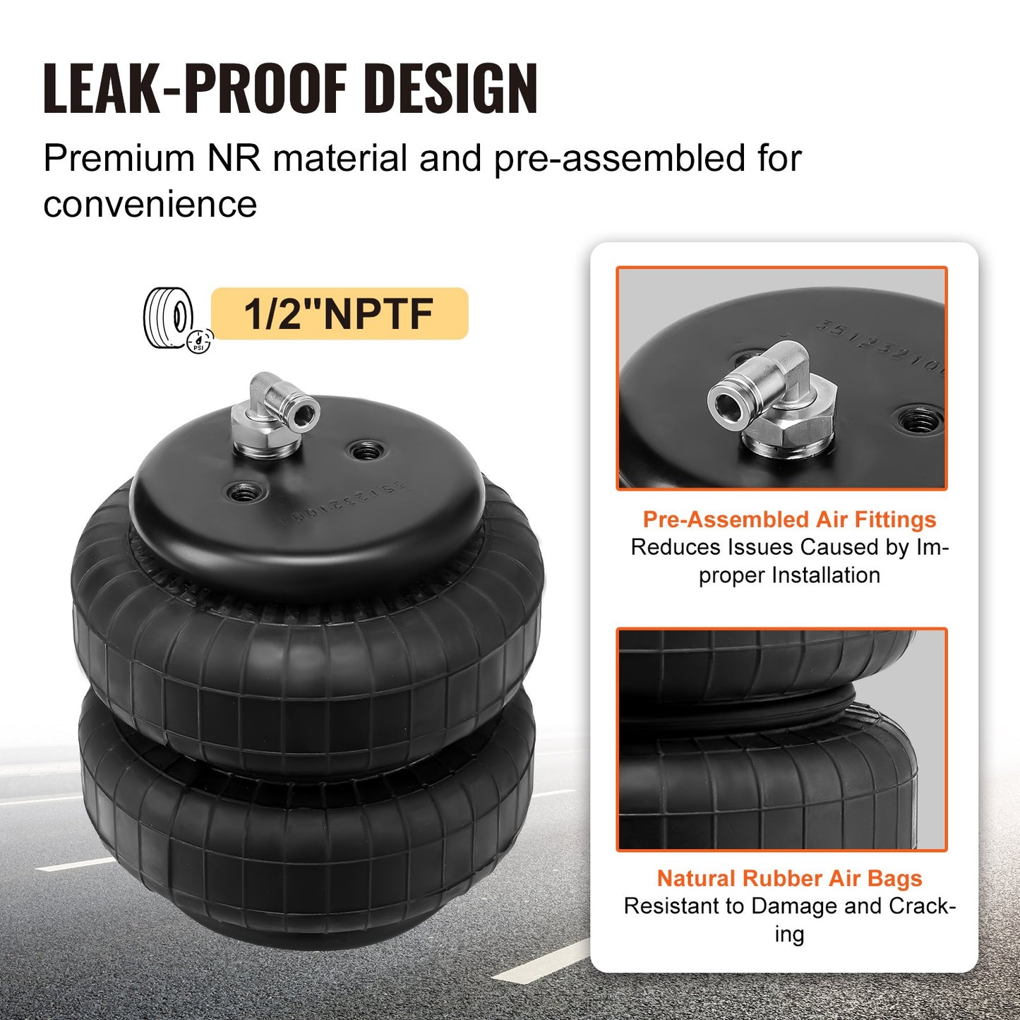 Air Bag Suspension Kit, Air Springs Suspension Bag Kit Compatible with 2003-2013 Dodge Ram 2500 4WD, 2003-2018 Dodge Ram 3500 4WD, 5000 lbs Loading, 5 to 100 PSI