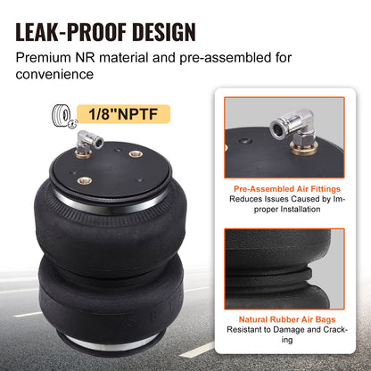 Airbag-fjädringskit, luftfjädringskit kompatibel med 2014-2023 Dodge Ram 2500 2WD 4WD, 5000 lbs lastning, 5 till 100 PSI