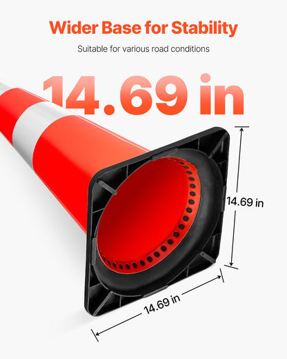 Safety Cones, 8 x 30\" Traffic Cones, PVC Orange Construction Cones, Reflective Collars Traffic Cones with Black Weighted Base Used for Traffic Control, Driveway Road Parking and School Improvem