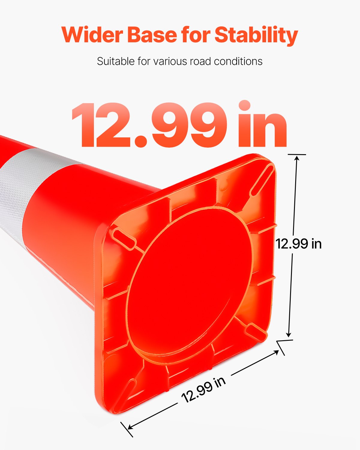 Safety Cones, 12 x 28\" Traffic Cones, PVC Orange Construction Cones, 2 Reflective Collars Traffic Cones with Weighted Base and Hand-Held Ring Used for Traffic Control, Driveway Road Parking