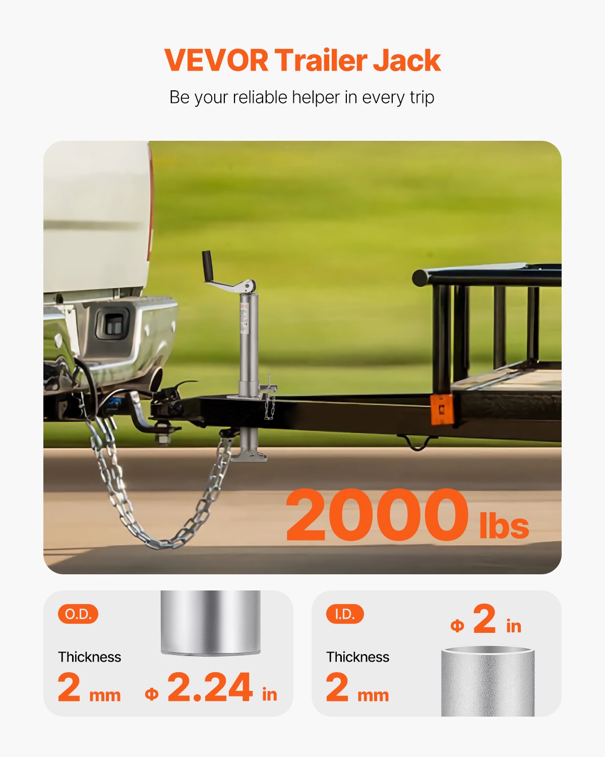 A-rams släpvagnsdomkraft Bultad släpvagnstungdomkraft 900 kg 35 cm fjädringsväg