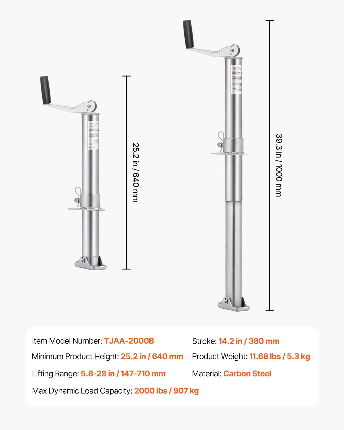 A-rams släpvagnsdomkraft Bultad släpvagnstungdomkraft 900 kg 35 cm fjädringsväg
