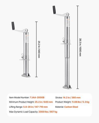 A-rams släpvagnsdomkraft Bultad släpvagnstungdomkraft 900 kg 35 cm fjädringsväg