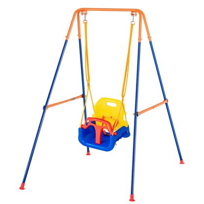 Swing Sets for Backyard, 3-in-1 Toddler Swing Set with 4 Sandbags, Foldable Metal Stand, Easy to Assemble, Swingset Indoor/Outdoor for Kids 3-6 Years, Youth 6-10 Years and Teenagers 10+