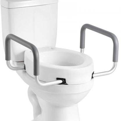 Raised Toilet Seat with Arms, 136.1 kg Load Capacity, 88.9 mm Lift Height, Widened Commode Elevated Toilet Seat Riser with Padded Handles for Seniors, Elderly, Handicap, Disabled, and Adults
