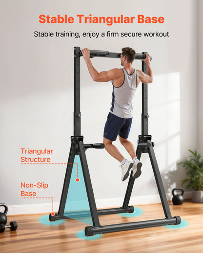 Pull Up Bar, 150kg Capacity Portable Pullup Bar Station, Pullup Bars Free Standing with Triangular Structure & Heavy-Duty Steel Tube, 9 Level Height Adjustment Gravity Fitness for Arms, Back