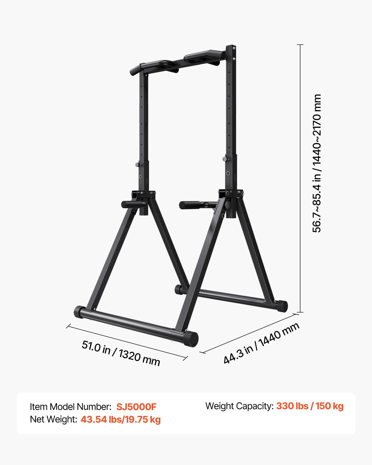 Pull Up Bar, 150kg Capacity Portable Pullup Bar Station, Pullup Bars Free Standing with Triangular Structure & Heavy-Duty Steel Tube, 9 Level Height Adjustment Gravity Fitness for Arms, Back