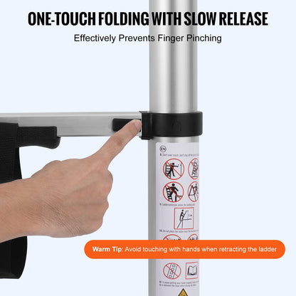 Teleskopstege, 16,5 fot A-formad förlängningsstege i aluminium, lätt, hopfällbar stege med flera knappar, kapacitet på 160 kg med stabilisatorstång, multifunktionella stegar för husbil, husbil