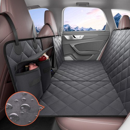 Back Seat Extender for Dogs,Dog Hammock for Car Back seat,Waterproof Hard Bottom Dog Car Seat Cover for Back Seat 54"x24",Supports 400lbs with Mesh Window and Storage Pocket for Car, SUV