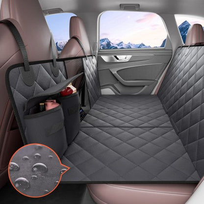Back Seat Extender for Dogs,Dog Hammock for Car Back seat,Waterproof Hard Bottom Dog Car Seat Cover for Back Seat 54"x24",Supports 400lbs with Mesh Window and Storage Pocket for Car, SUV