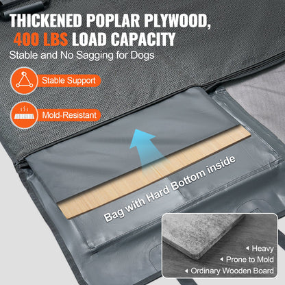 Back Seat Extender for Dogs,Dog Hammock for Car Back seat,Waterproof Hard Bottom Dog Car Seat Cover for Back Seat 54"x24",Supports 400lbs with Mesh Window and Storage Pocket for Car, SUV