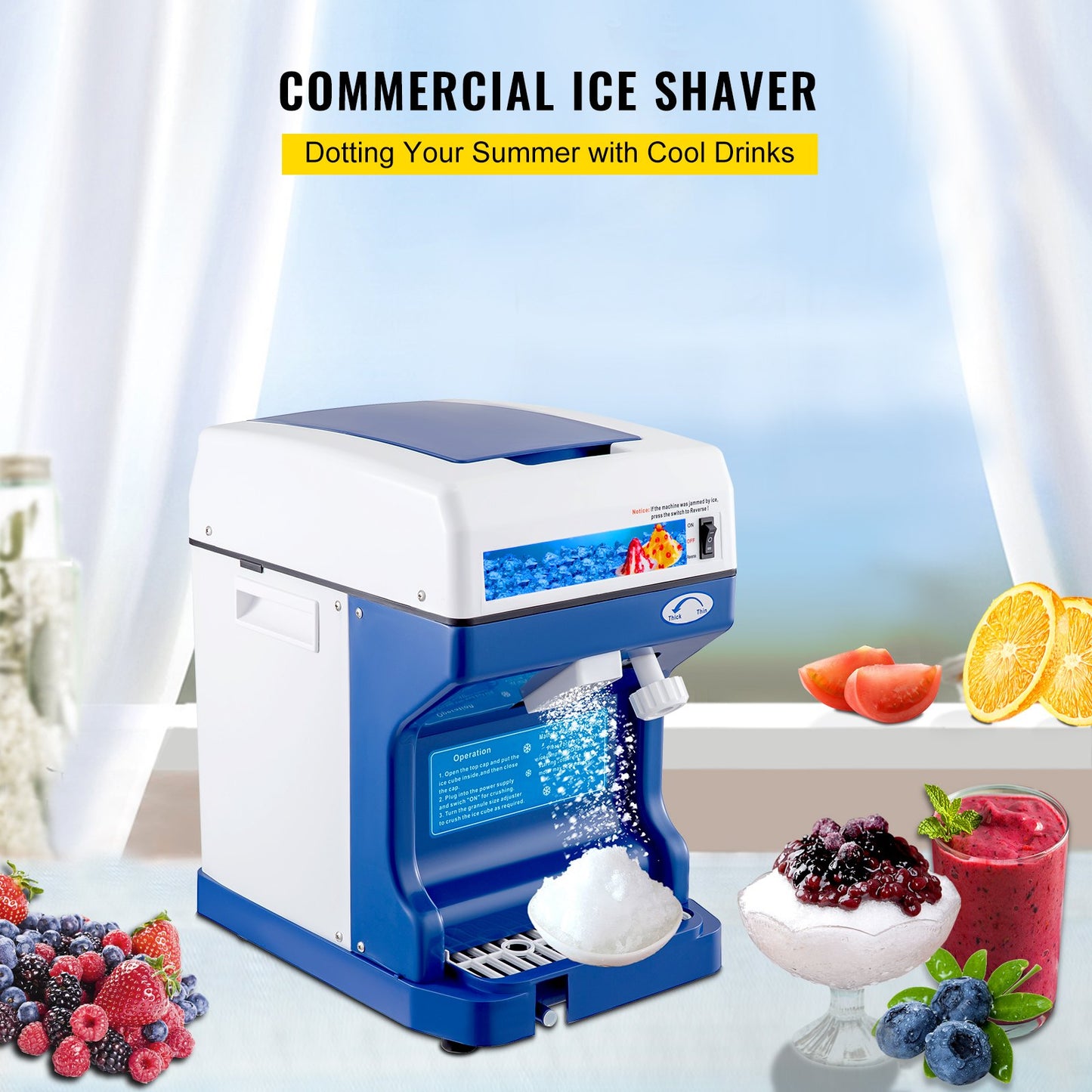 Snow Cone Machine 265LBS Commercial Ice Shaver Crusher 220V 50HZ Ice Crusher Shaver Machine Snow Flake Stainless Steel Food Grade for Kitchen Home Bars