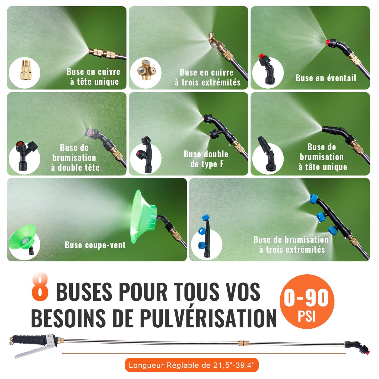 Batteridriven ryggspruta 15,1 l tank 0–90 psi justerbart tryck