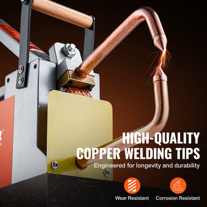 Bärbar punktsvets, 1/8-tums tjock punktsvetsmaskin med 1,5 kVA ingångskapacitet, handhållen svetsspets, pistolplåt, punktsvetsmaskin för kolstål, rostfritt stål, aluminiumplåt