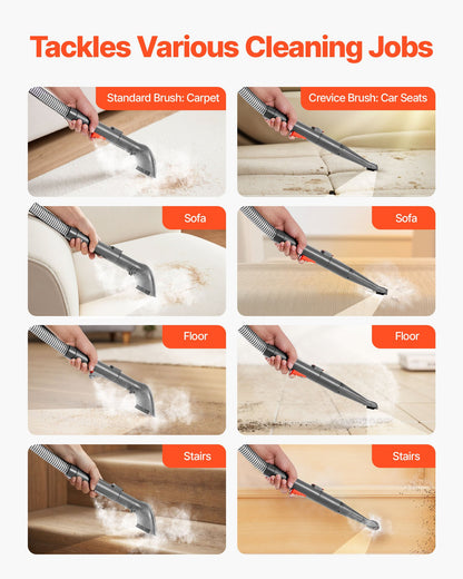 Mattrengörare, 1,5 l renvattentank och 0,8 l smutsvattentank, bärbar möbelschampon, 11,5 kPa handhållen möbelsugare, djuprengörande fläckborttagning för mattor, soffor och bilar