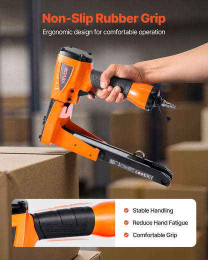 Pneumatic Carton Closing Stapler, 13 Gauge Pneumatic Cardboard Staple Gun for 34.8mm Crown 16mm & 19mm Length, Depth-Adjustable 70-120 PSI Air Staple Gun for Boxes Carton Closing, Packaging