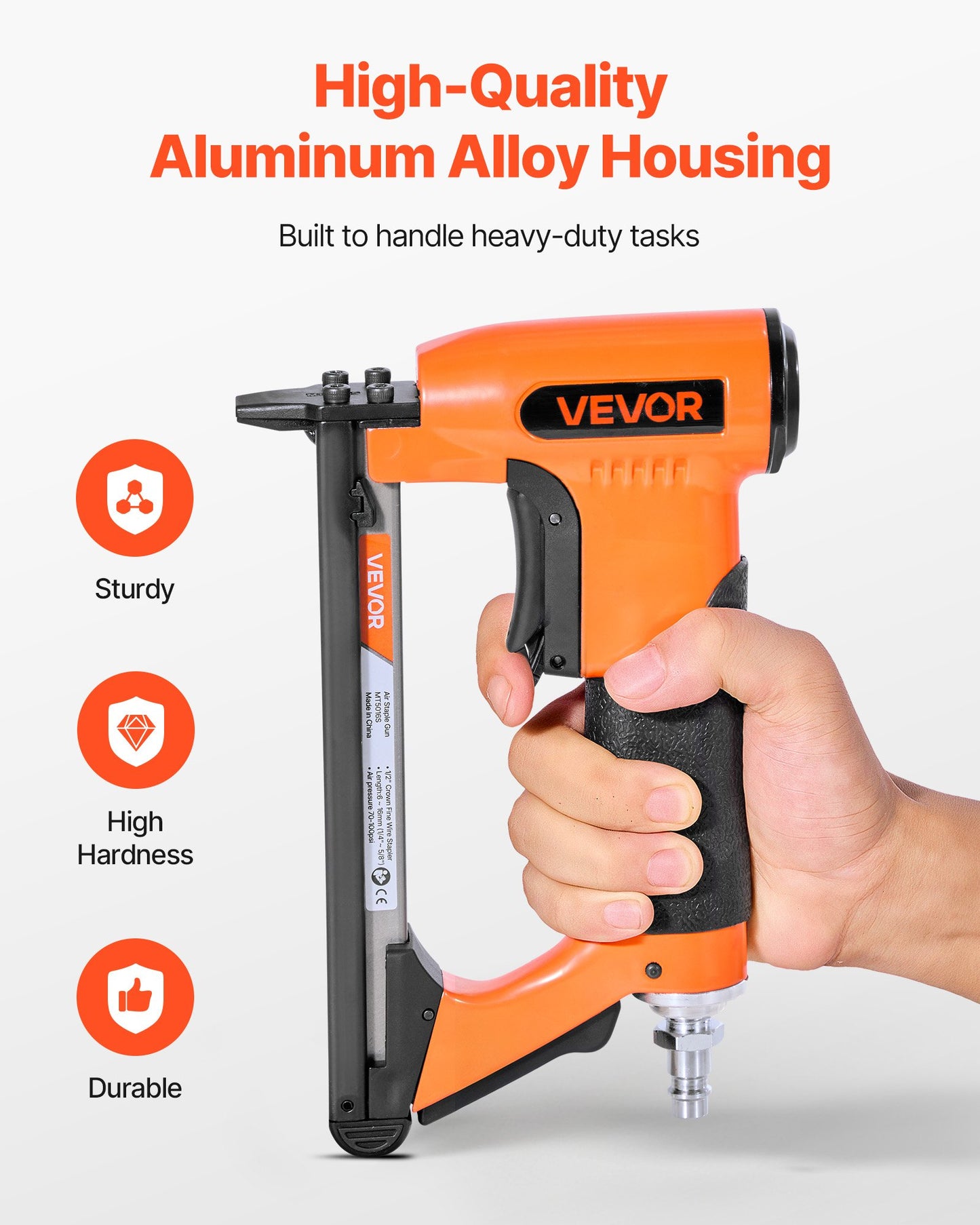 Pneumatic Staple Gun, 20 Gauge Air Upholstery Stapler for 50 Series Fine Wire Staples 12.8mm Crown 6mm-16mm Length, Max 110PCS Loading Air Staple Gun for Upholstering, Woodworking, DIY Projects