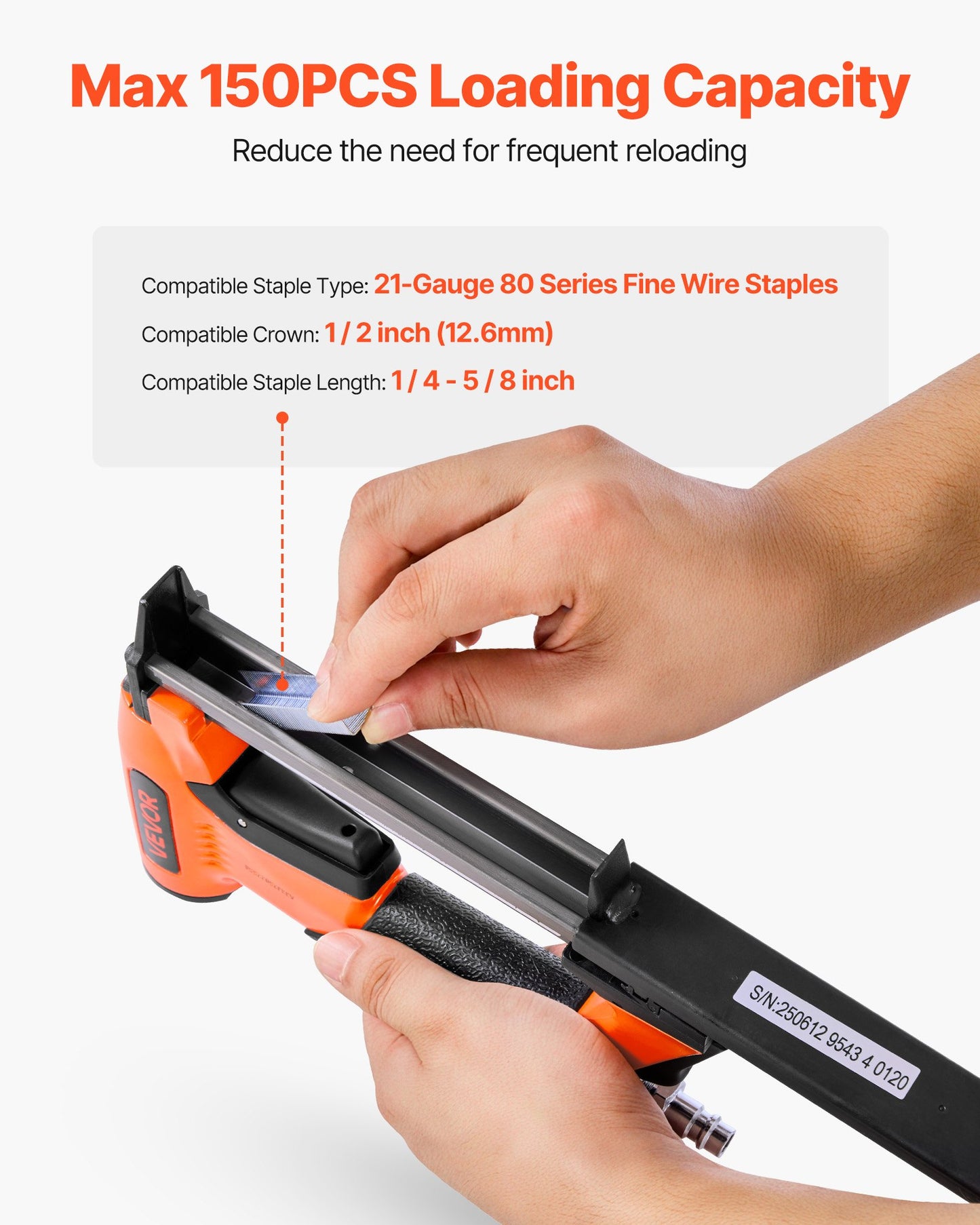 Pneumatic Staple Gun, 21 Gauge Air Upholstery Stapler for 80 Series Fine Wire Staples 12.8mm Crown 6mm -16mm Length, Max 150PCS Loading Air Staple Gun for Upholstering, Woodworking, DIY Projects