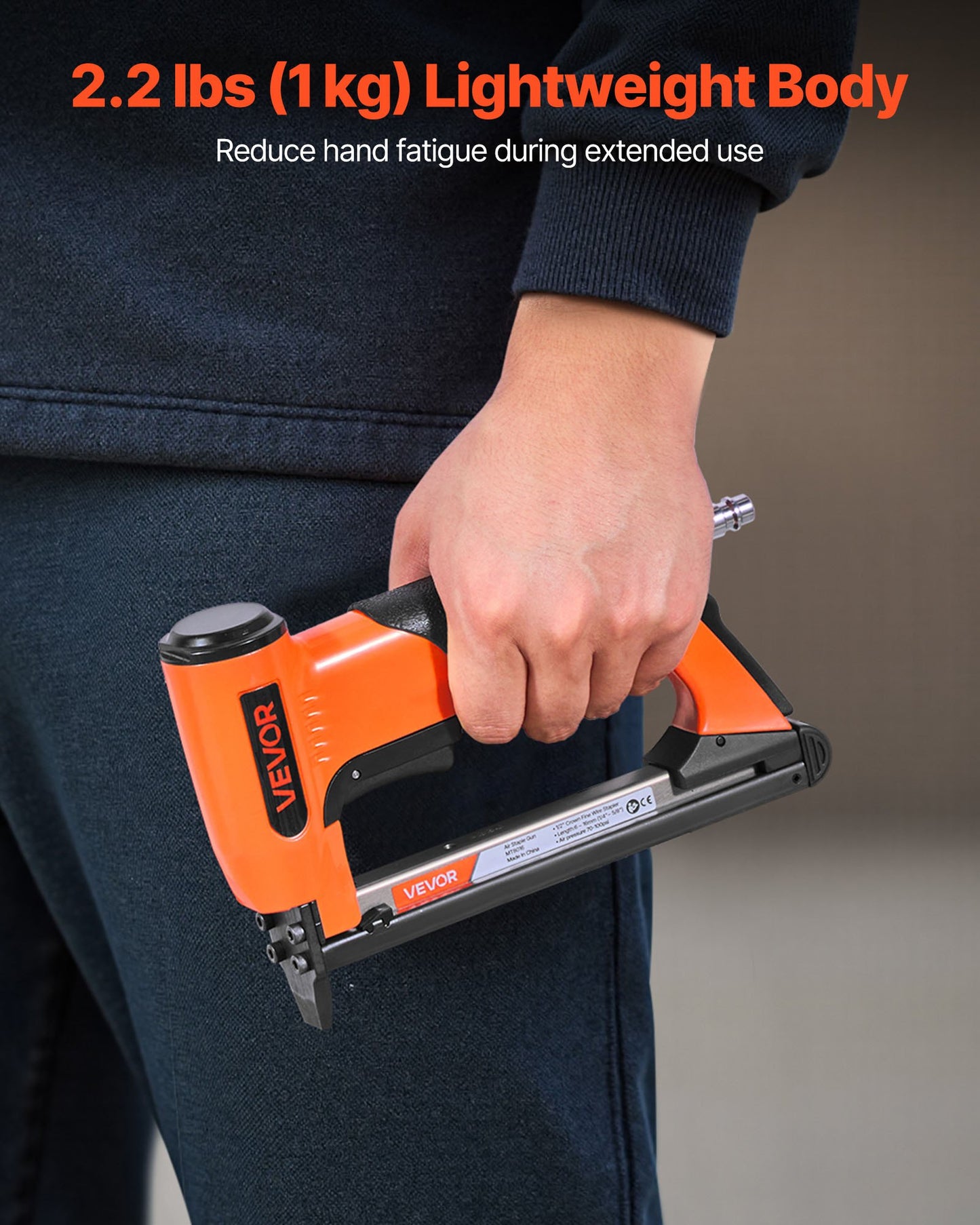 Pneumatic Staple Gun, 21 Gauge Air Upholstery Stapler for 80 Series Fine Wire Staples 12.8mm Crown 6mm -16mm Length, Max 150PCS Loading Air Staple Gun for Upholstering, Woodworking, DIY Projects