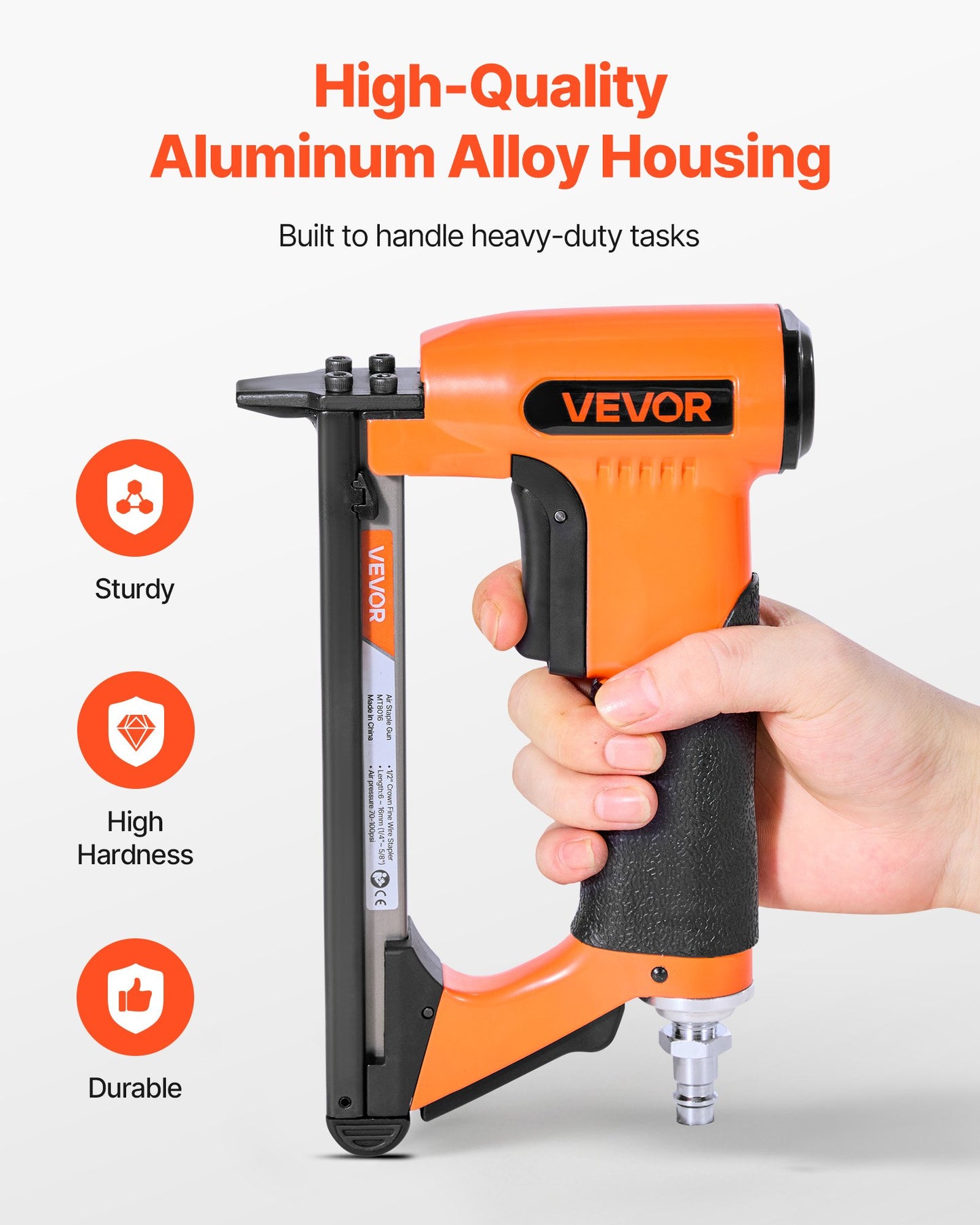 Pneumatic Staple Gun, 21 Gauge Air Upholstery Stapler for 80 Series Fine Wire Staples 12.8mm Crown 6mm -16mm Length, Max 150PCS Loading Air Staple Gun for Upholstering, Woodworking, DIY Projects