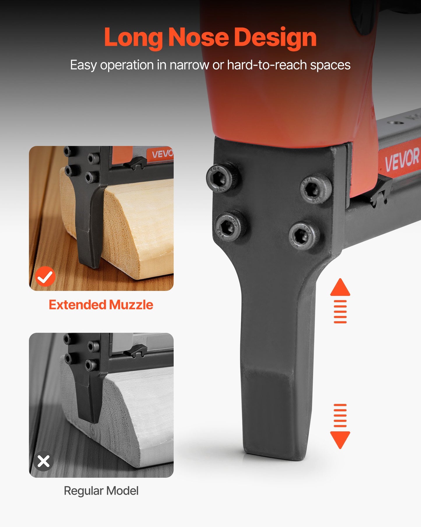 Pneumatic Staple Gun, 21 Gauge Long-Nose Upholstery Stapler for 80 Series Fine Wire Staples 12.8mm Crown 6mm-16mm Length, Max 150PCS Loading Air Staple Gun for Upholstering, Woodworking, DIY