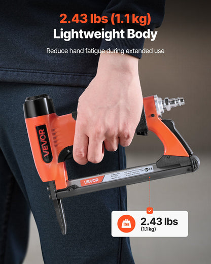 Pneumatic Staple Gun, 22 Gauge Long-Nose Upholstery Stapler for 71 Series Fine Wire Staples 9.5mm Crown 6mm-16mm Length, Max 180PCS Loading Air Staple Gun for Upholstering, Woodworking, DIY