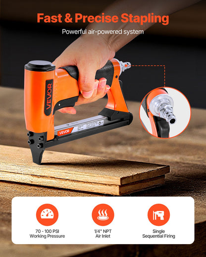 Pneumatic Staple Gun, 22 Gauge Air Upholstery Stapler for 71 Series Fine Wire Staples 9.5mm Crown 6-16mm Length, Max 180PCS Loading Air Staple Gun for Upholstering, Woodworking, DIY Projects