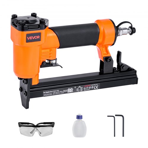 Pneumatic Staple Gun, 22 Gauge Pneumatic Upholstery Stapler for 71 Series Fine Wire Staples 9.1mm Crown 4mm-16mm Length, 70-110 PSI Air Staple Gun for Woodworking, Upholstering, DIY Project