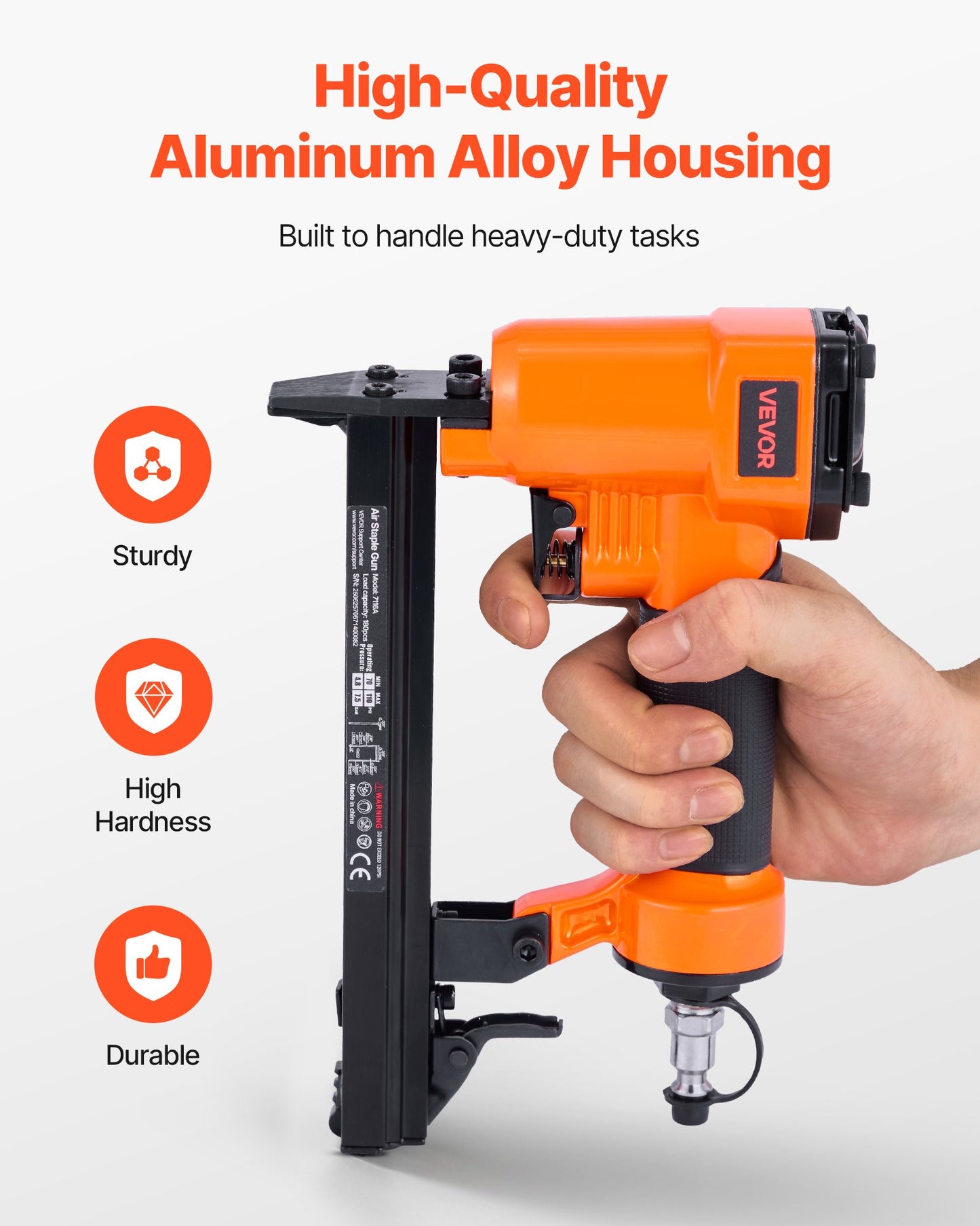 Pneumatic Staple Gun, 22 Gauge Pneumatic Upholstery Stapler for 71 Series Fine Wire Staples 9.1mm Crown 4mm-16mm Length, 70-110 PSI Air Staple Gun for Woodworking, Upholstering, DIY Project