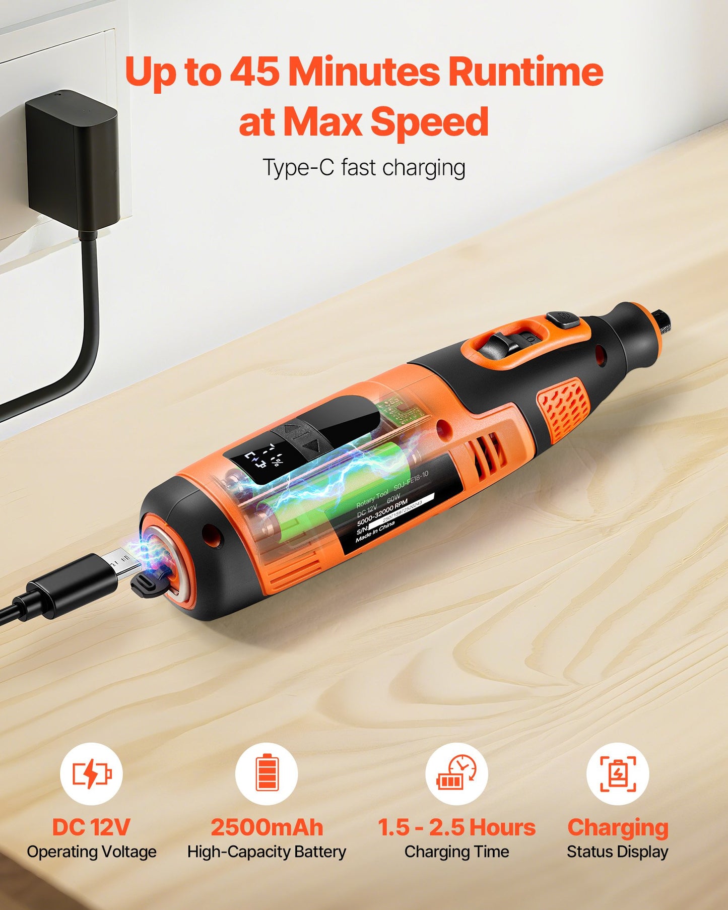 119-delars sladdlöst roterande verktygssats, DC12V bärbart mini-elroterande verktyg, 28 hastighetsnivåer 5000-32000 varv/min Multifunktionella gör-det-själv-verktyg för gravyr, slipning, polering, snidning, skärning, gör-det-själv-pyssel