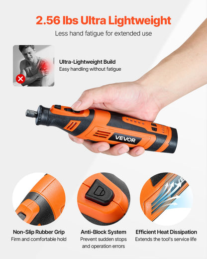 136-Piece Cordless Rotary Tool Kit, DC8V Portable Mini Power Rotary Tool, 5 Speeds 5000-30000RPM Multi-Purpose DIY Tools for Engraving, Sanding, Polishing, Carving, Grinding, Cutting, DIY Craft