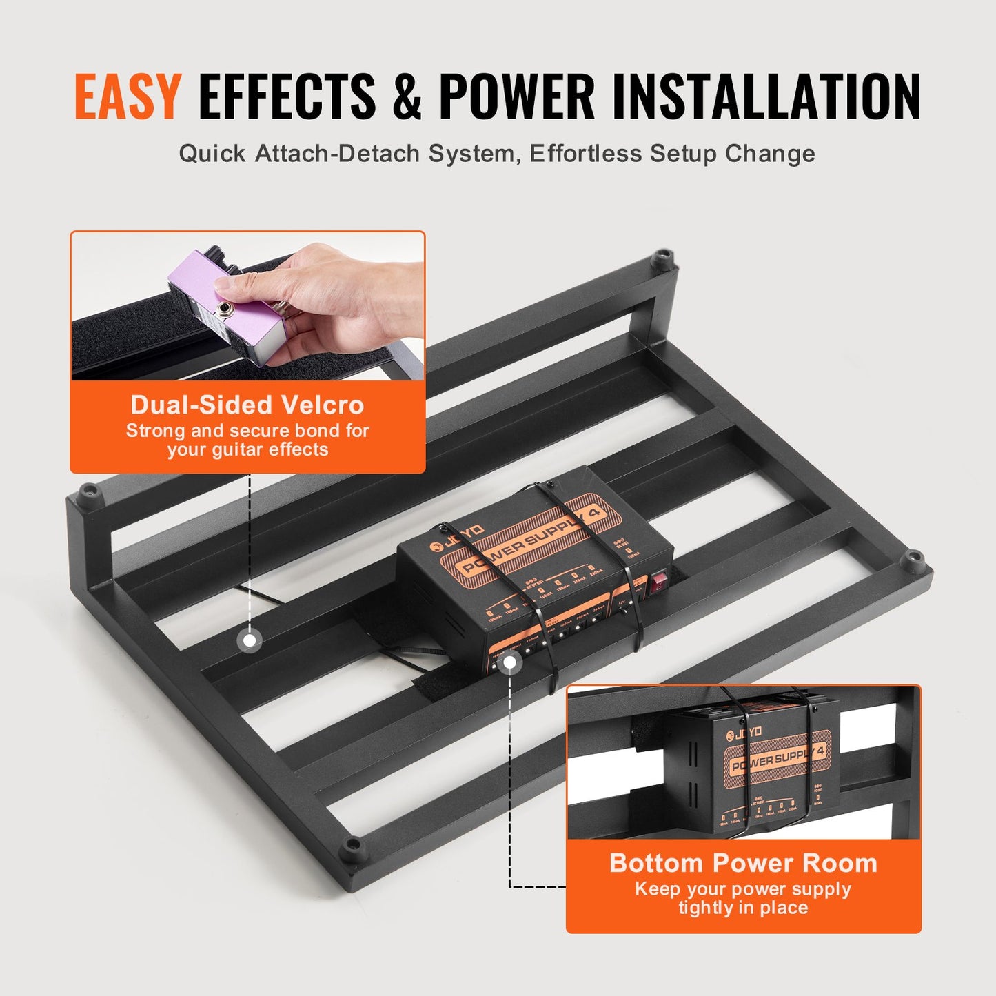 Pedalbräda för gitarr, 20'' x 11'', aluminiumlegering 0,9 kg superlätt pedalbräda för gitarreffekter, med bärväska, kardborreband, axelrem, rullremsor, plats för 10-12 gitarrpedaler