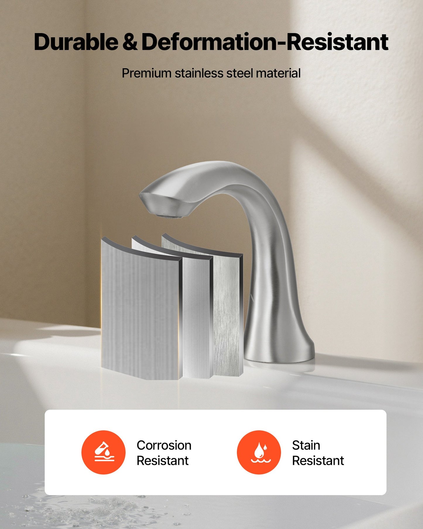 Romersk badkarsblandare, 3-håls vattenfallsblandare för badkar, badkarsblandare med svanhals och 2 handtag, badkarsblandare för däckmontering för babyvård, bad för vuxna, borstat rostfritt stål, hög båge