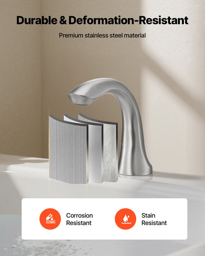 Romersk badkarsblandare, 3-håls vattenfallsblandare för badkar, badkarsblandare med svanhals och 2 handtag, badkarsblandare för däckmontering för babyvård, bad för vuxna, borstat rostfritt stål, hög båge