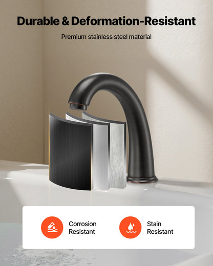 Romersk badkarsblandare, badkarsblandare med svanhals och 2 handtag, romerska badkarsblandare för däckmontering för babyvård, vuxenbad, badkarsblandare med 3 hål och vattenfall, brons, design med hög båge