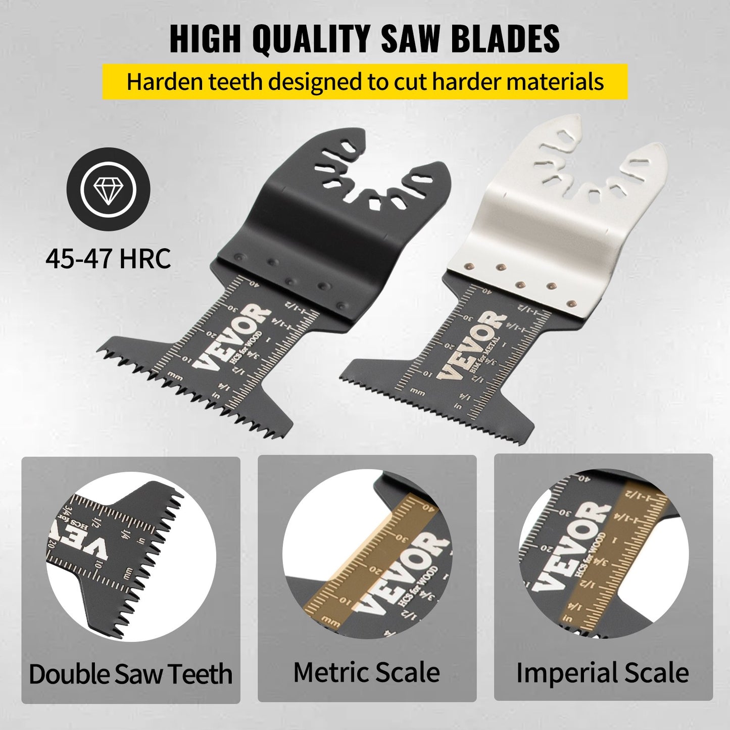 50 PCS Oscillating Saw Blades, Quick Release Multitool Blades Kit, HCS Tool Blades for Wood Plastic Metal Nails Bolts, Compatible with Dewalt Dremel Fein Worx Bosch Makita Milwaukee