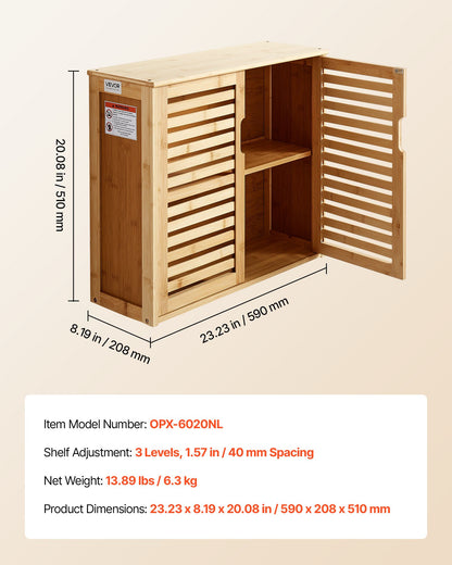 Badrumsskåp med 2 dörrar och justerbar hylla, 3 höjdnivåer, förvaring över toaletten, medicinskåp, väggmonterad, hängande organiserare med hyllor för tvättstuga, kök, toalett