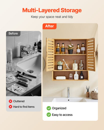 Badrumsskåp med 2 dörrar och justerbar hylla, förvaring över toaletten, väggmonterat medicinskåp, hängande organiserare med hyllor och öppen skiljevägg för tvättstuga, kök, toalett