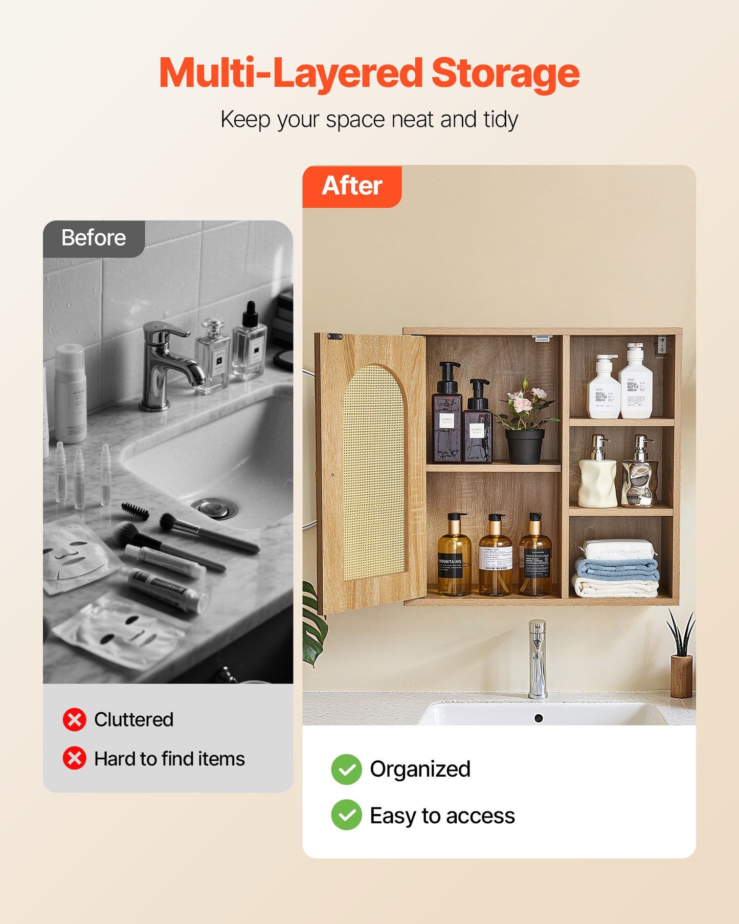 Badrumsskåp med dörr och justerbar hylla med 5 höjdnivåer, förvaring över toaletten, medicinskåp väggmonterat, hängande organisatör med hyllor för tvättstuga, kök, toalett