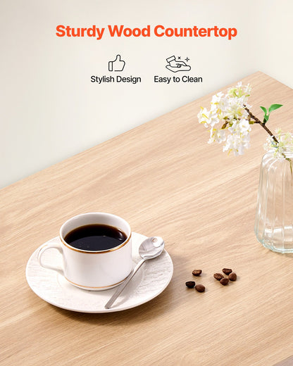 Köksö med skåp med enkel dörr, mobila vagnar med låda, handdukshängare, krokar, bärbart bord på svängbara hjul, liten kaffeö, mikrovågsstativ för matsal, 45x59cm, vit