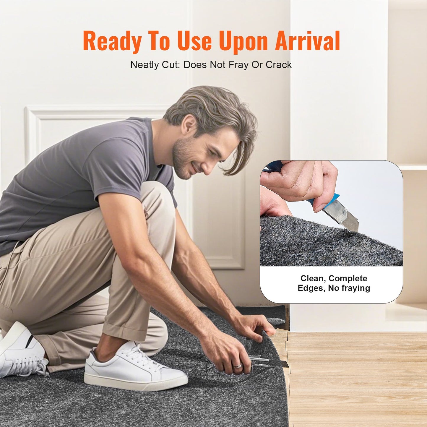 Rug Pad Without Slip Resistance, Protective Cushioning Carpet Pad, 8' x 10', 1/4"Thick, 100% Pure Polyester Felt, 7-8㎡ Premium Comfort Underfoot Carpet Padding Rug Cushion for All Floors, Gray