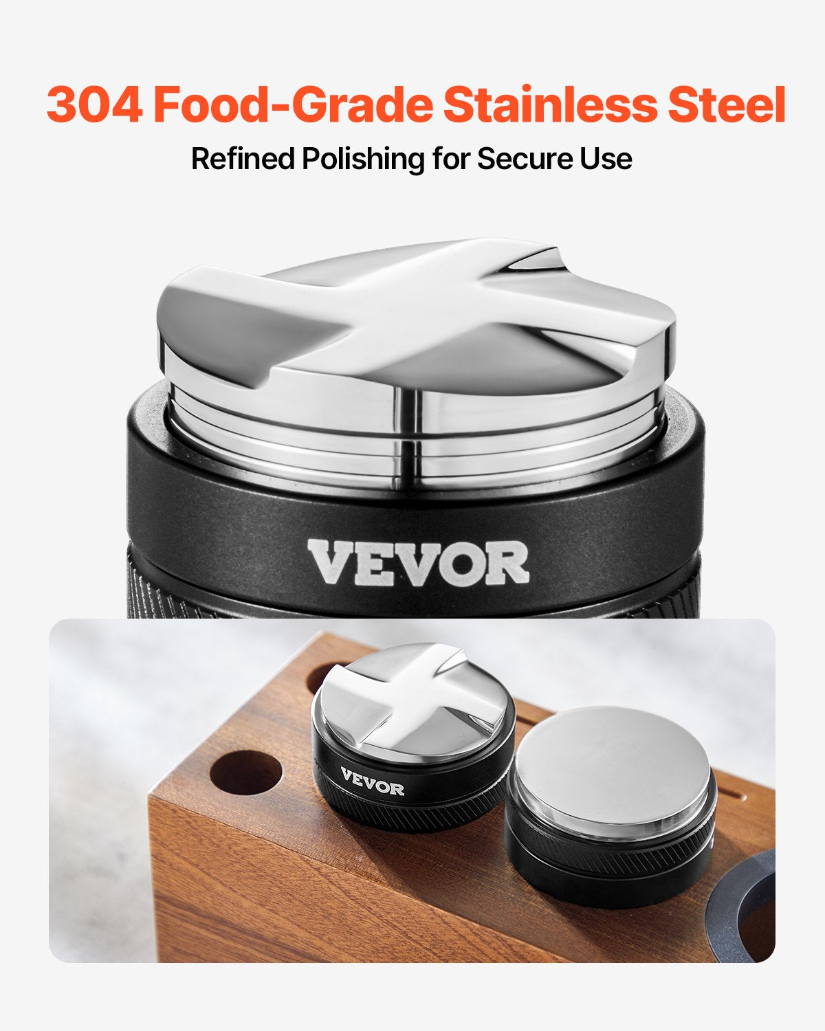 Kaffefördelare 51 mm, 2-i-1 justerbar espressofördelare med fläktformad bas, kaffefördelare i 304 rostfritt stål med lättdemonterbar design