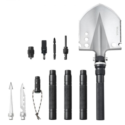 Överlevnadsspade, 13 i 1 campingspade hopfällbar multiverktyg, militärklassad bärbar kompakt taktisk spade, multifunktionell för terrängkörning, camping, vandring, utomhus, överlevnad och nödsituationer